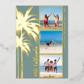 Palm Tree Mele Kalikimaka kerstfoto Gold Folie Feestdagenkaart (Voorkant)