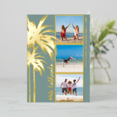 Palm Tree Mele Kalikimaka kerstfoto Gold Folie Feestdagenkaart (Staand Voorkant)