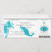 Palm Tree Mexico Boarding Pass Wedding Kaart (Voorkant)