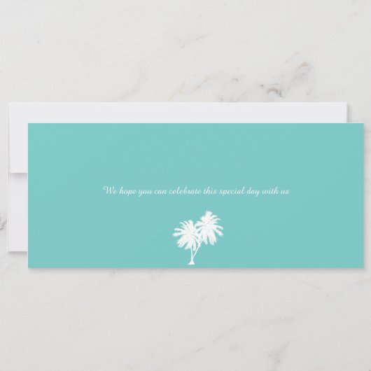Palm Tree Mexico Boarding Pass Wedding Kaart (Achterkant)