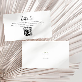 Palm Tree Minimal Script Details QR Code Wedding Informatiekaartje