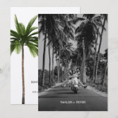 Palm Tree Minimalist Tropical Beach Photo Weddensc Kaart (Voorkant / Achterkant)