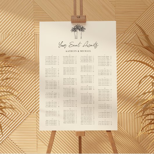 Palm Tree minimalistische bruiloft alfabetische zi Poster