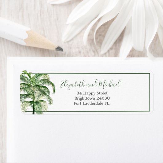 Palm Tree Modern Elegant Green Etiket (Insitu)