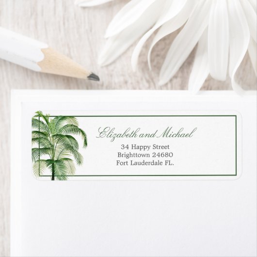 Palm Tree Modern Elegant Green Etiket (Insitu)