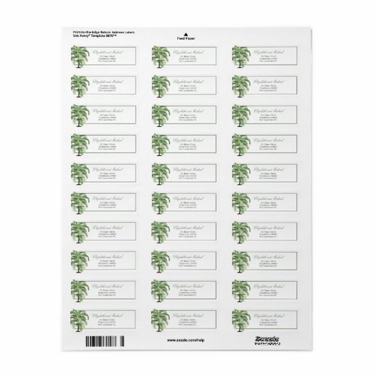 Palm Tree Modern Elegant Green Etiket (Full Sheet)