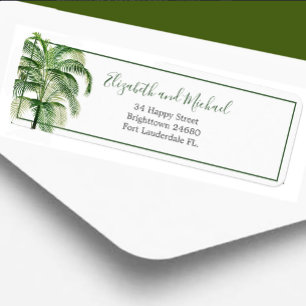 Palm Tree Modern Elegant Green Etiket