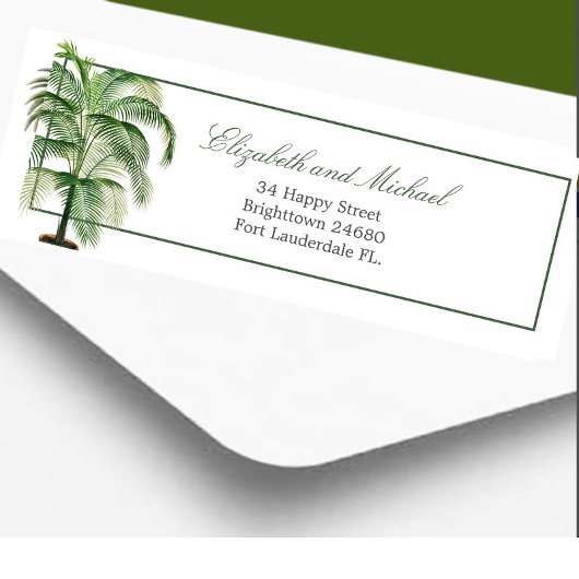 Palm Tree Modern Elegant Green Etiket