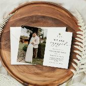 Palm Tree Monogram Beach Engagement Party Kaart