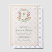 Palm Tree Monogram Crest Vellum Beach Wedding Uitnodigingen (Offset (Uitnodiging))