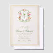 Palm Tree Monogram Crest Vellum Beach Wedding Uitnodigingen (Offset)