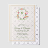 Palm Tree Monogram Crest Vellum Beach Wedding Vellum Uitnodigingen (Offset (Uitnodiging))