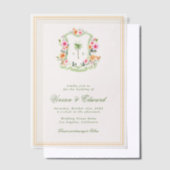 Palm Tree Monogram Crest Vellum Beach Wedding Vellum Uitnodigingen (Offset)