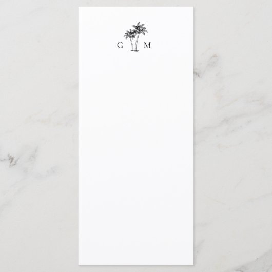 Palm Tree Monogram Let's Eat Destination Wedding Menu (Achterkant)
