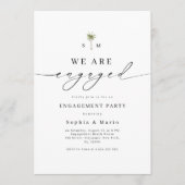 Palm Tree Monogram Photo Beach Engagement Party Kaart (Voorkant)