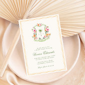 Palm Tree Monogram Tropical Beach Vrijgezellenfees Kaart