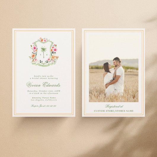 Palm Tree Monogram Tropical Beach Vrijgezellenfees Kaart