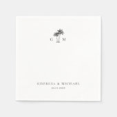 Palm Tree Monogram Tropical Destination Wedding Servet (Voorkant)