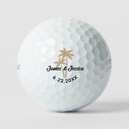 Palm Tree Naam en Datum Sjabloon Bruiloft Favor Golfballen