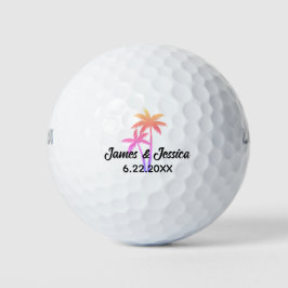Palm Tree Naam en Datum Sjabloon Bruiloft Favor Golfballen