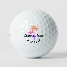 Palm Tree Naam en Datum Sjabloon Bruiloft Favor Golfballen