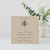 Palm Tree Navy Kraft Couples Shower Invite Bedankkaart (Staand voorkant)