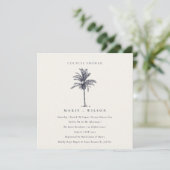 Palm Tree Navy Kraft Couples Shower Invite Bedankkaart (Staand voorkant)
