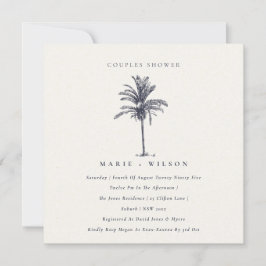 Palm Tree Navy Kraft Couples Shower Invite Bedankkaart