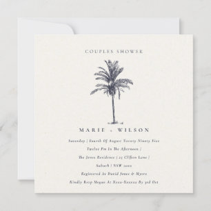 Palm Tree Navy Kraft Couples Shower Invite Bedankkaart