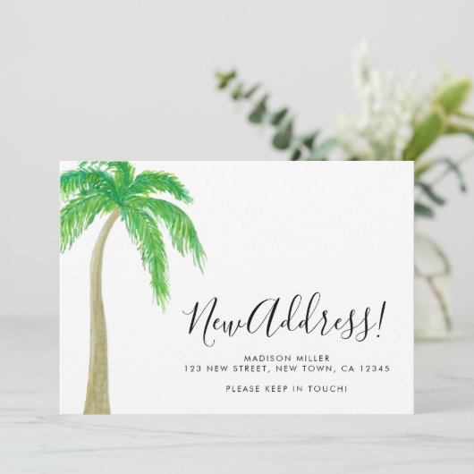 Palm Tree New Address Moving Aankondiging (Staand voorkant)
