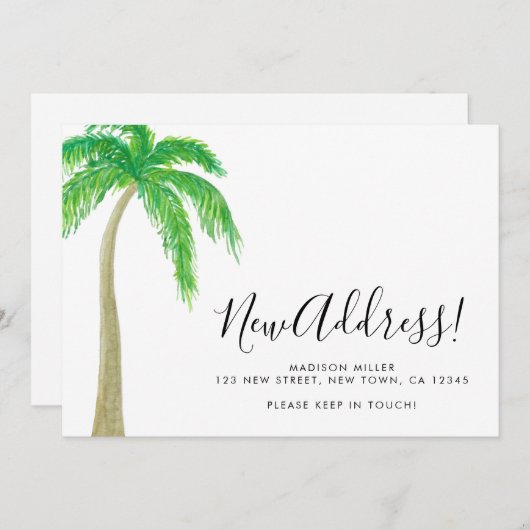 Palm Tree New Address Moving  Aankondiging (Voorkant / Achterkant)