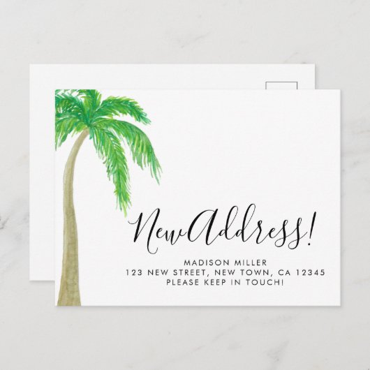 Palm Tree New Address Moving Aankondigingskaart (Voorkant / Achterkant)
