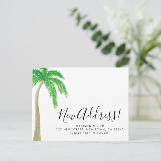Palm Tree New Address Moving Aankondigingskaart (Staand voorkant)