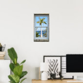 Palm tree oceaan venster uitzicht Poster (Thuiskantoor)