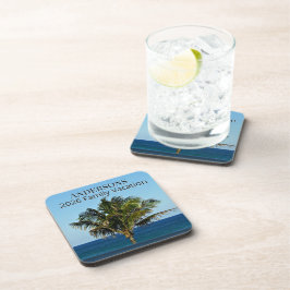 Palm Tree Ocean Escape | Family Name & Trip Year Bier Onderzetter