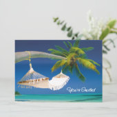 Palm Tree, Ocean & Hammock Je bent uitgenodigd Kaart (Staand voorkant)