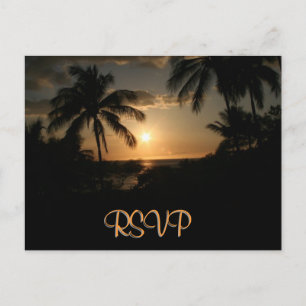 Palm Tree Ocean Sunset RSVP Uitnodiging Briefkaart
