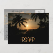Palm Tree Ocean Sunset RSVP Uitnodiging Briefkaart (Voorkant / Achterkant)