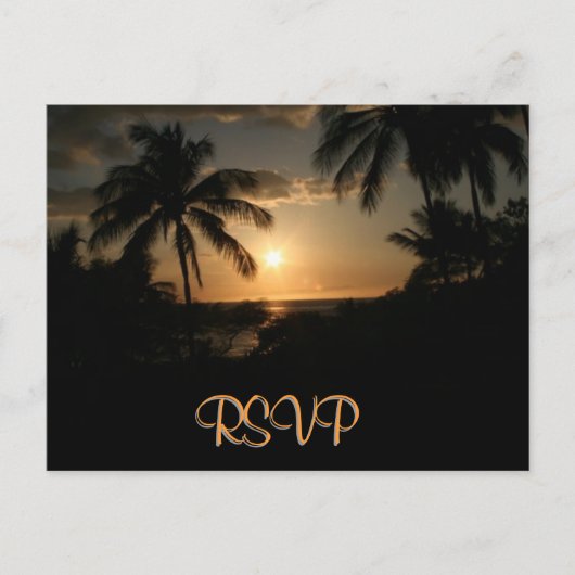 Palm Tree Ocean Sunset RSVP Uitnodiging Briefkaart (Voorkant)