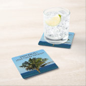 Palm Tree Ocean View | Family Name & Trip Year Kartonnen Onderzetters (Insitu)
