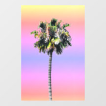 Palm Tree Ombre Roze Blauw Geel Muursticker