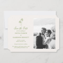 Palm Tree Photo Wedding Save the Date Kaart