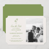 Palm Tree Photo Wedding Save the Date Kaart (Voorkant / Achterkant)