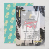 Palm Tree & Pineapple Summer Party Verjaardag voor Kaart (Voorkant / Achterkant)