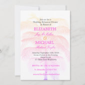 Palm Tree Pink Elegant Wedding Modern Rehearsal Kaart (Voorkant)
