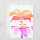 Palm Tree Pink Elegant Wedding Modern Rehearsal Kaart (Achterkant)