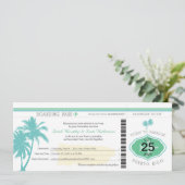 Palm Tree Puerto Rico Boarding Pass Wedding Kaart (Staand voorkant)