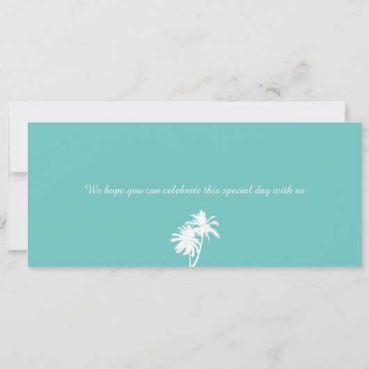 Palm Tree Puerto Rico Boarding Pass Wedding Kaart (Achterkant)