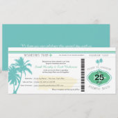 Palm Tree Puerto Rico Boarding Pass Wedding Kaart (Voorkant / Achterkant)