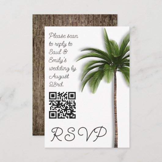 Palm Tree QR-code Evenement Bruiloft RSVP (Voorkant / Achterkant)